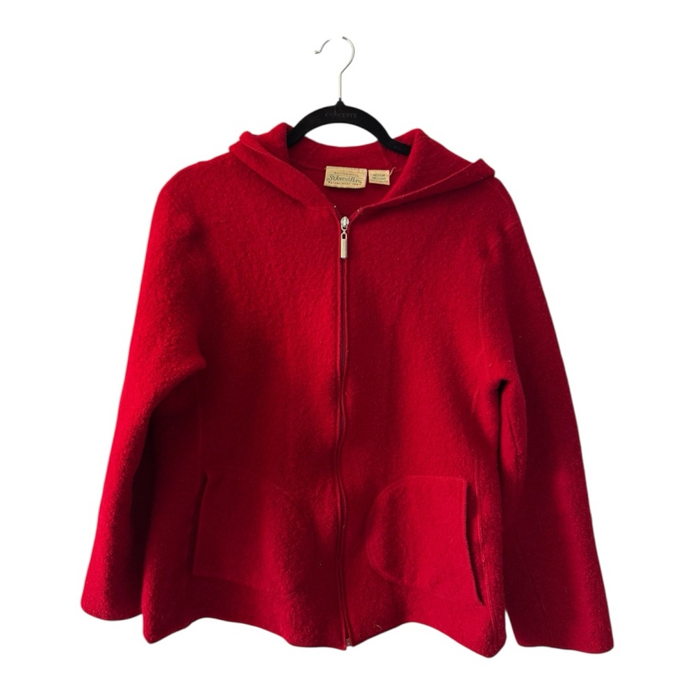 Vintage St. John's Bay Vibrant Red Wool Jacket With Hood
